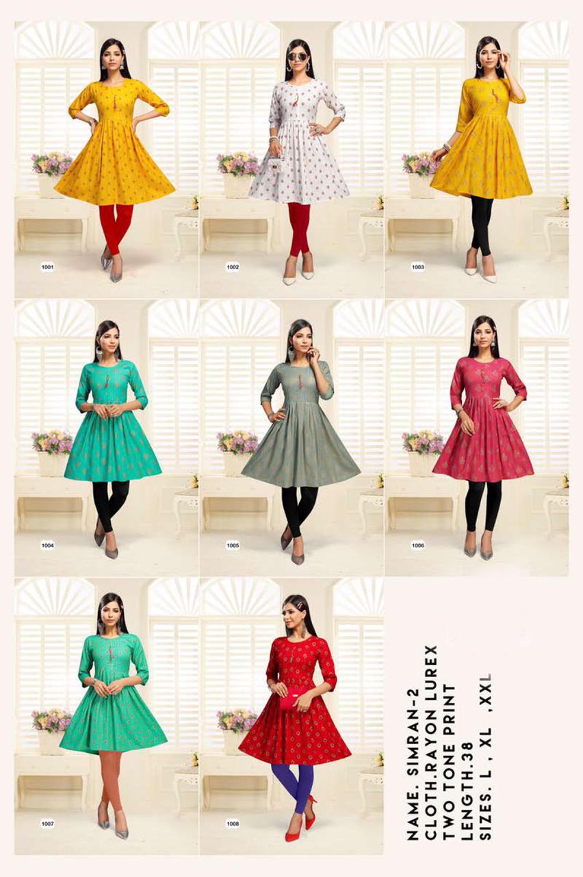Beauty Queen Simran 2 Fancy Casual Wear Rayon Printed Anarkali Kurti Collection